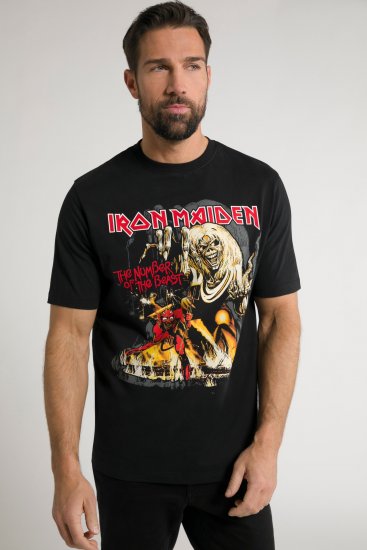 JP1880 Iron Maiden - Number of the Beast Graphic Comfort Fit Band T-Shirt Black - Majice Kratkih Rukava - Muške Majice Kratkih Rukava Veliki Brojevi 