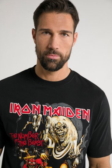 JP1880 Iron Maiden - Number of the Beast Graphic Comfort Fit Band T-Shirt Black - Majice Kratkih Rukava - Muške Majice Kratkih Rukava Veliki Brojevi 