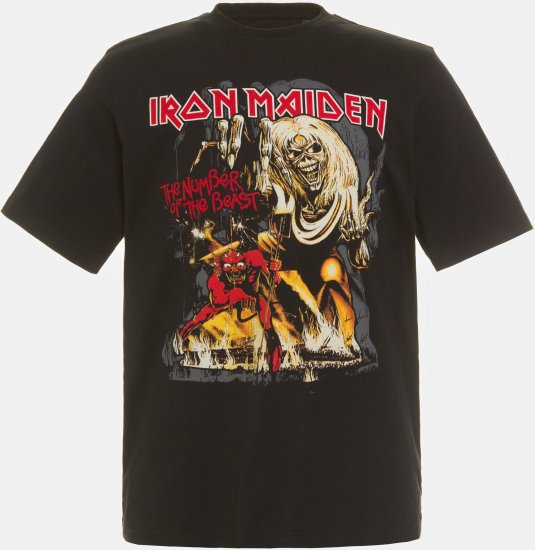 JP1880 Iron Maiden - Number of the Beast Graphic Comfort Fit Band T-Shirt Black - Majice Kratkih Rukava - Muške Majice Kratkih Rukava Veliki Brojevi 