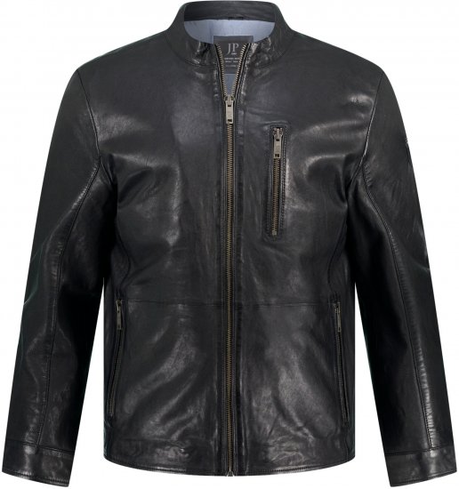 JP1880 Biker Style Leather Jacket Black - Jakne - Muške Jakne Veliki Brojevi