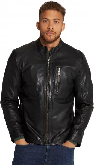 JP1880 Biker Style Leather Jacket Black - Jakne - Muške Jakne Veliki Brojevi