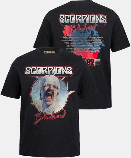 JP1880 Scorpions Blackout Graphic Comfort Fit Band T-Shirt Black - Majice Kratkih Rukava - Muške Majice Kratkih Rukava Veliki Brojevi 