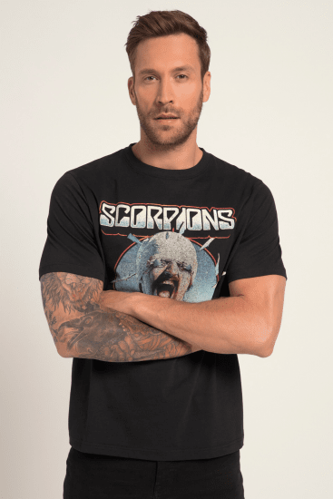 JP1880 Scorpions Blackout Graphic Comfort Fit Band T-Shirt Black - Majice Kratkih Rukava - Muške Majice Kratkih Rukava Veliki Brojevi 