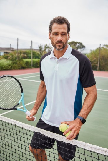 JP1880 FLEXNAMIC® QuickDry Tennis Polo Black-White-Blue - Sportska & za van odjeća - Muške Sportska Odjeća Veliki Brojevi