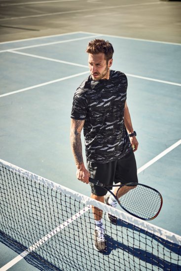 JP1880 QuickDry Graphic Print Tennis T-Shirt Black - Sportska & za van odjeća - Muške Sportska Odjeća Veliki Brojevi