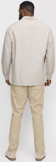 Jack & Jones Breeze Linen Blend Long Sleeve Shirt Crockery - Košulje - Muške Košulje Veliki Brojevi