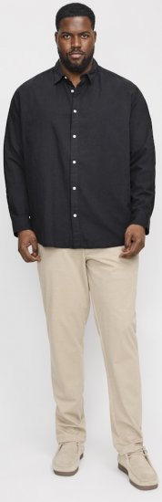 Jack & Jones Breeze Linen Blend Long Sleeve Shirt Black - Košulje - Muške Košulje Veliki Brojevi