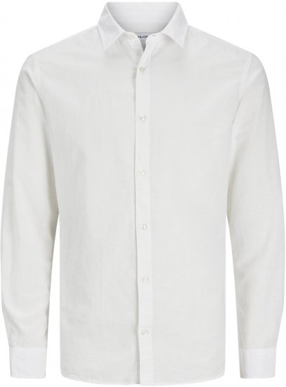 Jack & Jones Breeze Linen Blend Long Sleeve Shirt White - Košulje - Muške Košulje Veliki Brojevi
