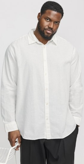 Jack & Jones Breeze Linen Blend Long Sleeve Shirt White - Košulje - Muške Košulje Veliki Brojevi