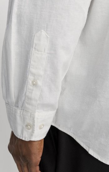 Jack & Jones Breeze Linen Blend Long Sleeve Shirt White - Košulje - Muške Košulje Veliki Brojevi