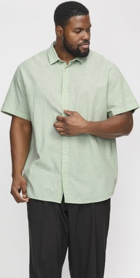 Jack & Jones Breeze Linen Blend Short Sleeve Shirt Iceberg Green - Košulje - Muške Košulje Veliki Brojevi
