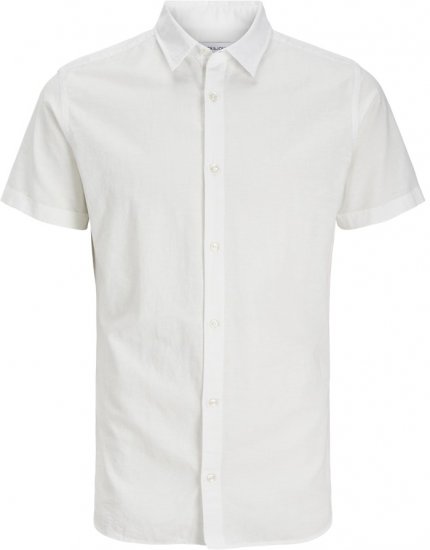 Jack & Jones Breeze Linen Blend Short Sleeve Shirt White - Košulje - Muške Košulje Veliki Brojevi