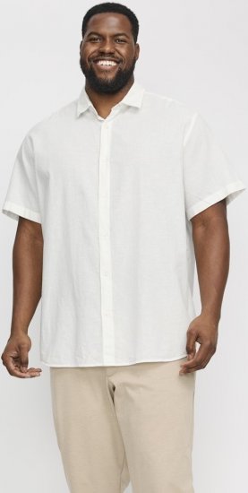 Jack & Jones Breeze Linen Blend Short Sleeve Shirt White - Košulje - Muške Košulje Veliki Brojevi