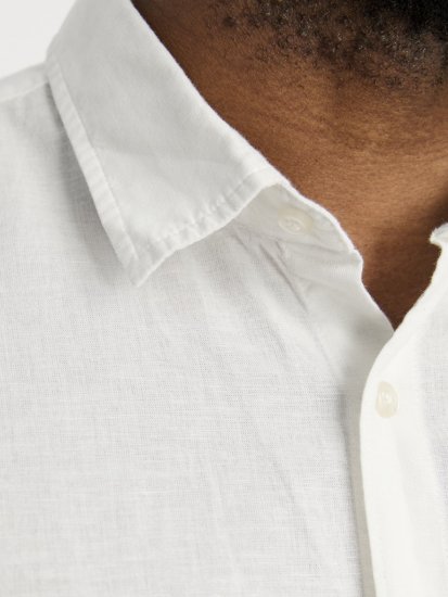 Jack & Jones Breeze Linen Blend Short Sleeve Shirt White - Košulje - Muške Košulje Veliki Brojevi