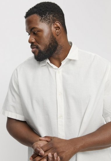 Jack & Jones Breeze Linen Blend Short Sleeve Shirt White - Košulje - Muške Košulje Veliki Brojevi