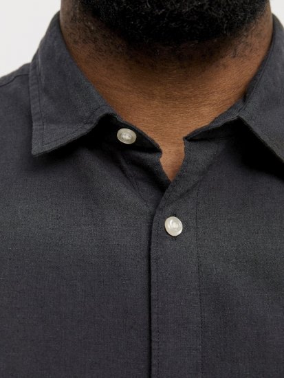 Jack & Jones Breeze Linen Blend Short Sleeve Shirt Black - Košulje - Muške Košulje Veliki Brojevi
