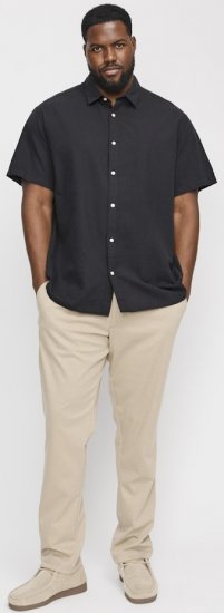Jack & Jones Breeze Linen Blend Short Sleeve Shirt Black - Košulje - Muške Košulje Veliki Brojevi