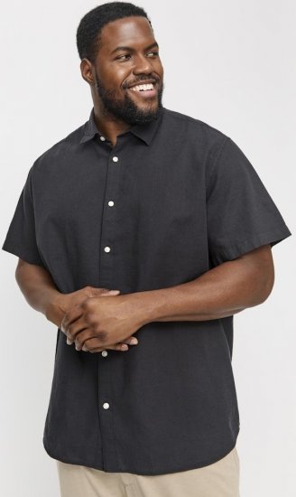 Jack & Jones Breeze Linen Blend Short Sleeve Shirt Black - Košulje - Muške Košulje Veliki Brojevi