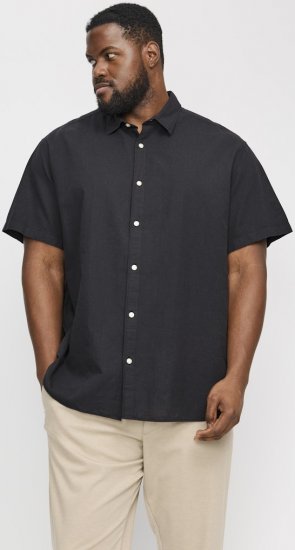 Jack & Jones Breeze Linen Blend Short Sleeve Shirt Black - Košulje - Muške Košulje Veliki Brojevi