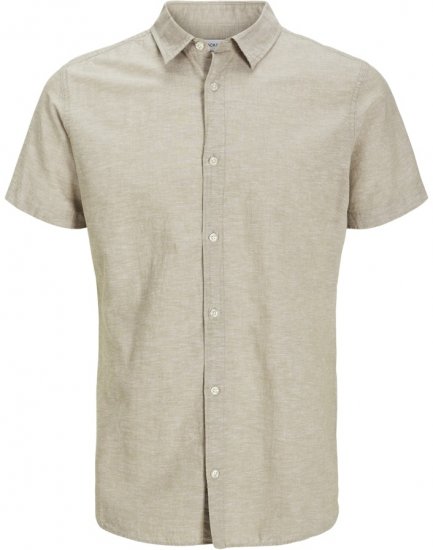 Jack & Jones Breeze Linen Blend Short Sleeve Shirt Beige - Košulje - Muške Košulje Veliki Brojevi