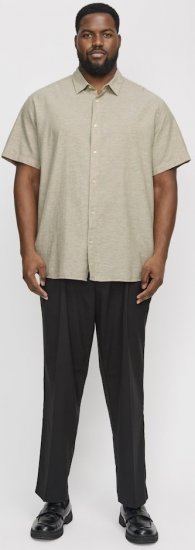 Jack & Jones Breeze Linen Blend Short Sleeve Shirt Beige - Košulje - Muške Košulje Veliki Brojevi