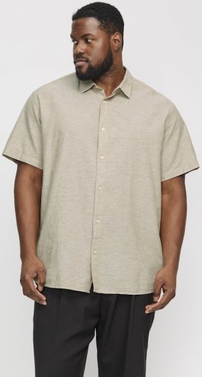 Jack & Jones Breeze Linen Blend Short Sleeve Shirt Beige - Košulje - Muške Košulje Veliki Brojevi
