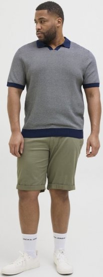 Jack & Jones Ceaston Knit Short Sleeve Sweater Grey/Blue - Puloveri & dukserice - Muške Puloveri & dukserice veliki brojevi