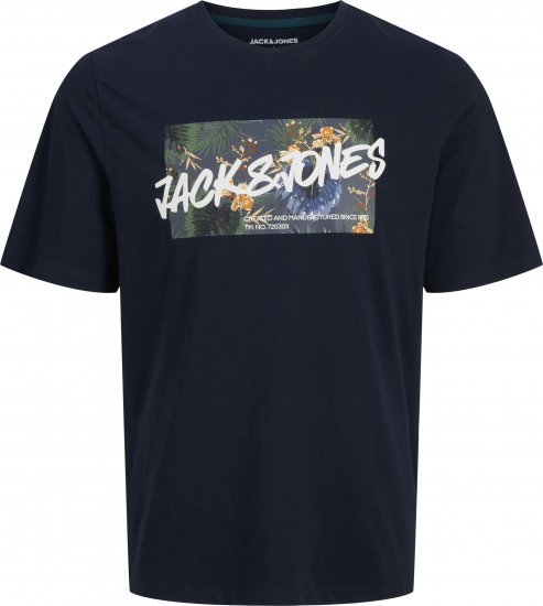Jack & Jones Hawaii Shape Crew Neck T-Shirt Navy - Majice Kratkih Rukava - Muške Majice Kratkih Rukava Veliki Brojevi 
