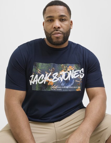 Jack & Jones Hawaii Shape Crew Neck T-Shirt Navy - Majice Kratkih Rukava - Muške Majice Kratkih Rukava Veliki Brojevi 