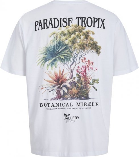 Jack & Jones Botaniq Crew Neck T-Shirt Bright White - Majice Kratkih Rukava - Muške Majice Kratkih Rukava Veliki Brojevi 