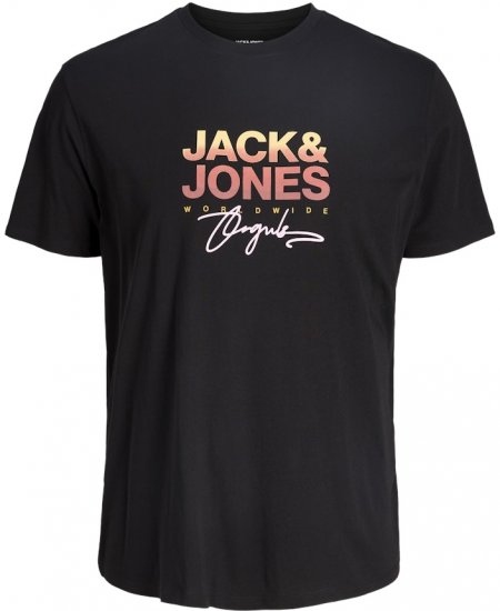 Jack & Jones Canggu Crew Neck T-Shirt Black - Majice Kratkih Rukava - Muške Majice Kratkih Rukava Veliki Brojevi 