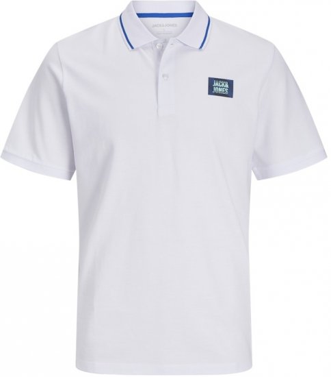 Jack & Jones Hudson Short Sleeve Polo White - Polo majice - Muške Polo Majice Veliki Brojevi