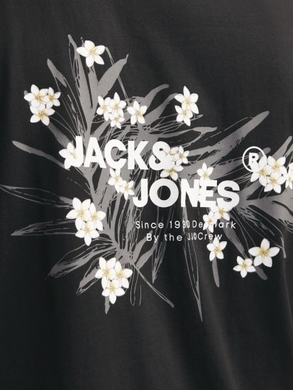 Jack & Jones Hawaii Crew Neck T-Shirt Black - Majice Kratkih Rukava - Muške Majice Kratkih Rukava Veliki Brojevi 