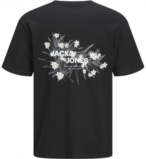 Jack & Jones Hawaii Crew Neck T-Shirt Black - Majice Kratkih Rukava - Muške Majice Kratkih Rukava Veliki Brojevi 