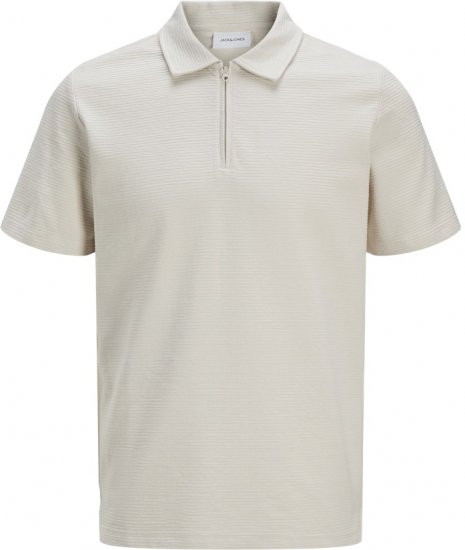 Jack & Jones Benja Short Sleeve Zip Polo Grey - Polo majice - Muške Polo Majice Veliki Brojevi