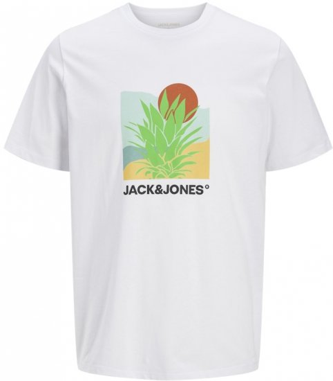 Jack & Jones Barbados Graphic Crew Neck T-Shirt White - Majice Kratkih Rukava - Muške Majice Kratkih Rukava Veliki Brojevi 