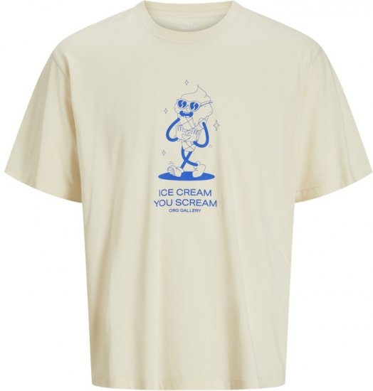 Jack & Jones Unexpect Crew Neck T-Shirt Antique White - Majice Kratkih Rukava - Muške Majice Kratkih Rukava Veliki Brojevi 
