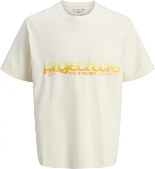 Jack & Jones Project Core Loose Fit Summer T-Shirt Off White - Majice Kratkih Rukava - Muške Majice Kratkih Rukava Veliki Brojevi 