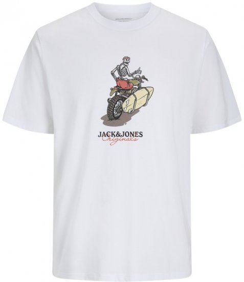 Jack & Jones Skull Coast Crew Neck T-Shirt Bright White - Majice Kratkih Rukava - Muške Majice Kratkih Rukava Veliki Brojevi 