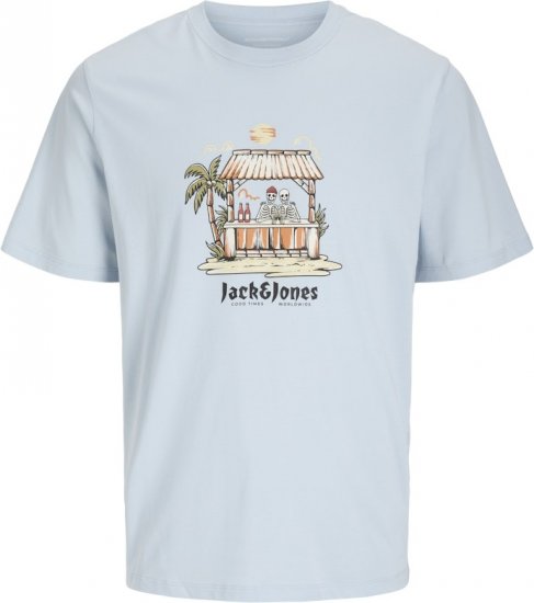 Jack & Jones Skull Coast Crew Neck T-Shirt Light Blue - Majice Kratkih Rukava - Muške Majice Kratkih Rukava Veliki Brojevi 