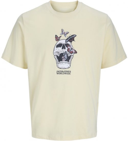 Jack & Jones Skull Coast Crew Neck T-Shirt Light Yellow - Majice Kratkih Rukava - Muške Majice Kratkih Rukava Veliki Brojevi 