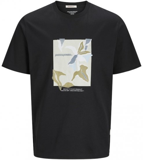 Jack & Jones Almeria Front Print Crew Neck T-Shirt Black - Majice Kratkih Rukava - Muške Majice Kratkih Rukava Veliki Brojevi 
