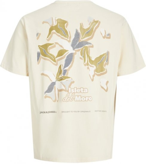 Jack & Jones Almeria Back Print T-Shirt Antique White - Majice Kratkih Rukava - Muške Majice Kratkih Rukava Veliki Brojevi 
