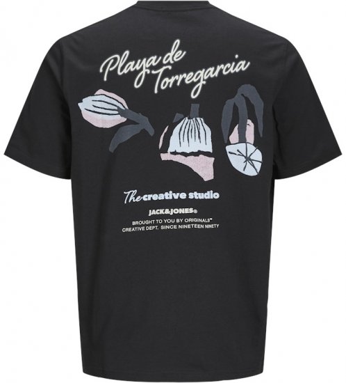 Jack & Jones Almeria Back Print T-Shirt Black - Majice Kratkih Rukava - Muške Majice Kratkih Rukava Veliki Brojevi 