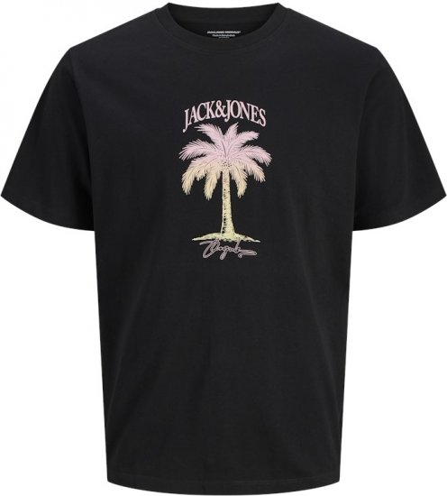 Jack & Jones Almeria Crew Neck T-Shirt Black - Majice Kratkih Rukava - Muške Majice Kratkih Rukava Veliki Brojevi 