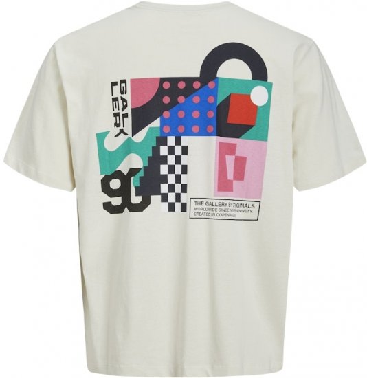 Jack & Jones Fold Crew Neck T-Shirt Antique White - Majice Kratkih Rukava - Muške Majice Kratkih Rukava Veliki Brojevi 