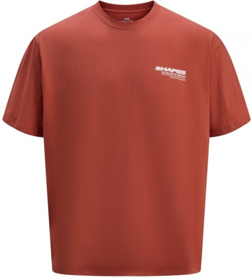 Jack & Jones Fold Crew Neck T-Shirt Red - Majice Kratkih Rukava - Muške Majice Kratkih Rukava Veliki Brojevi 