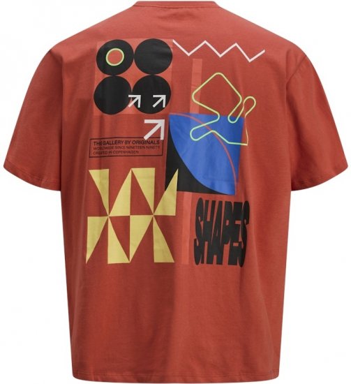 Jack & Jones Fold Crew Neck T-Shirt Red - Majice Kratkih Rukava - Muške Majice Kratkih Rukava Veliki Brojevi 