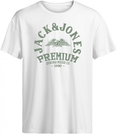 Jack & Jones Blurobar Crew Neck T-Shirt White - Majice Kratkih Rukava - Muške Majice Kratkih Rukava Veliki Brojevi 