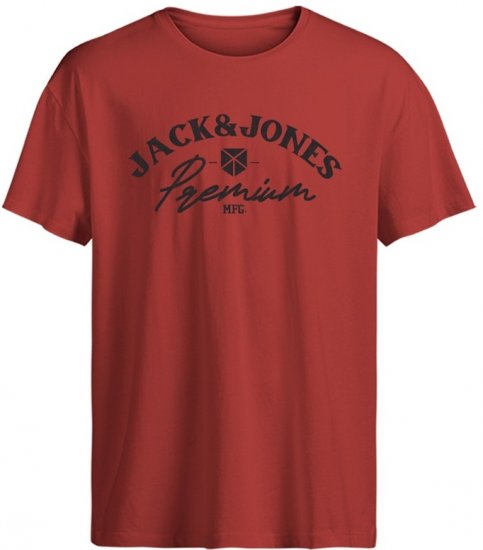 Jack & Jones Blurobar Crew Neck T-Shirt Red - Majice Kratkih Rukava - Muške Majice Kratkih Rukava Veliki Brojevi 